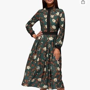Long sleeve high neck floral midi dress